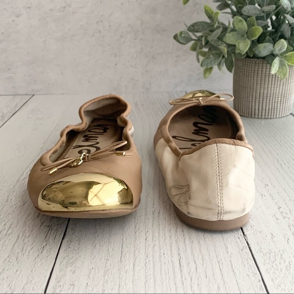 Sam Edelman Two Toned Gold Cap Toe Flats - Picture 4 of 10